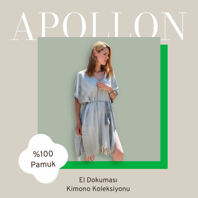 Özel Tasarım El Dokuması- Tığ İşi %100 Pamuk Kimono